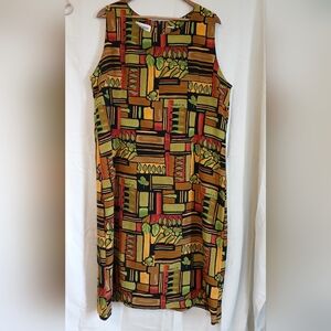 Vintage Colorful Geometric Sleeveless Dress